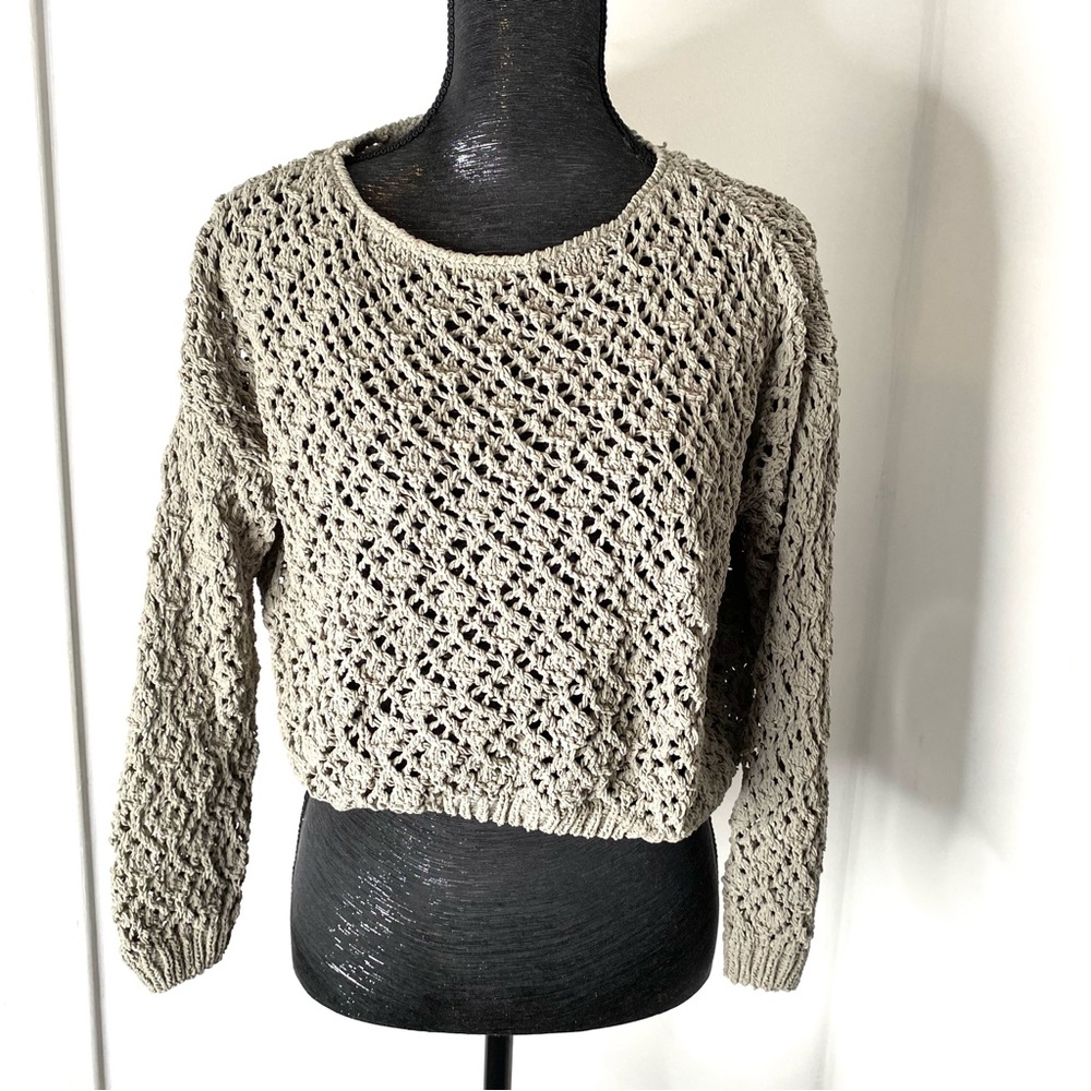 Jessica Simpson Sage Green Loose Knit Cropped Sweater